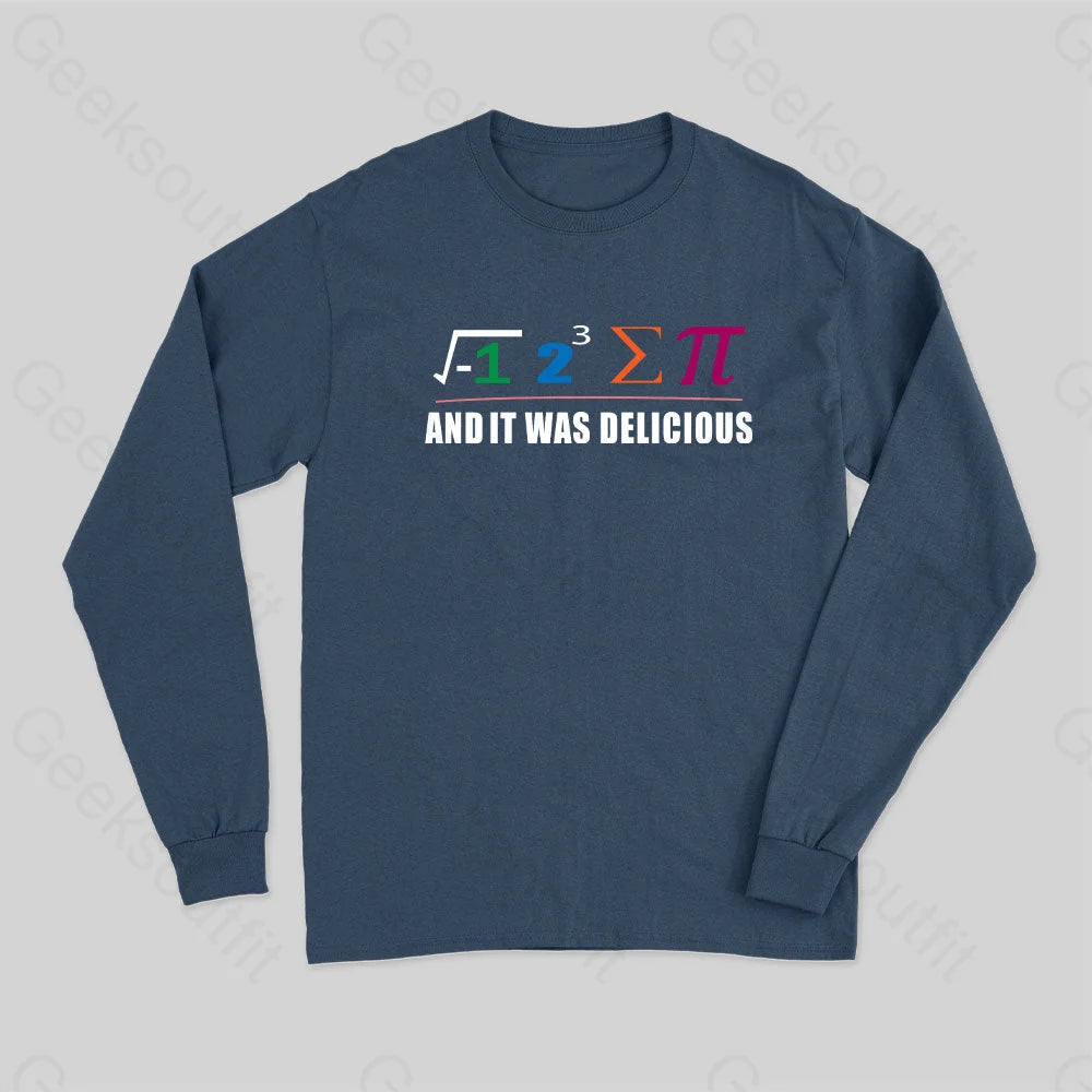 I Ate Some Pie And It Was Delicious Pi Math Long Sleeve T-Shirt Navy / S