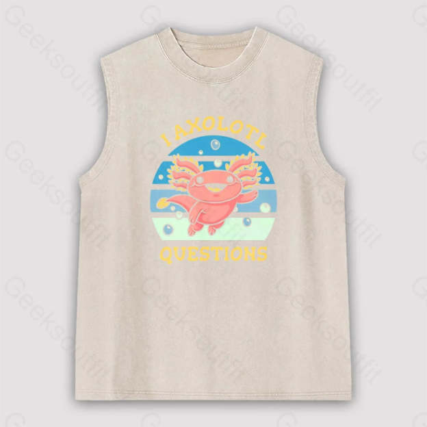 I Axolotl Questions Unisex Washed Tank Apricot / S