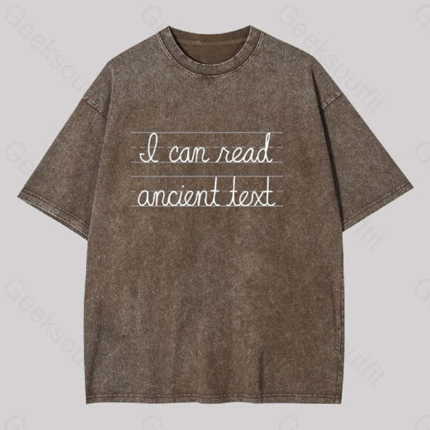 I Can Read Ancient Text Geek Washed T-Shirt Coffee / S