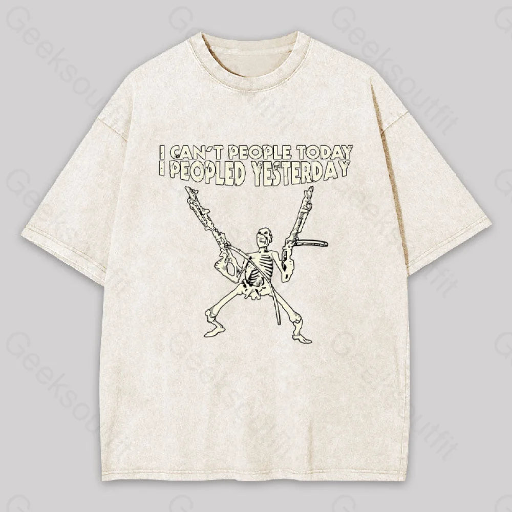 I Can?��t People Today.....geek Washed T-Shirt Apricot / S