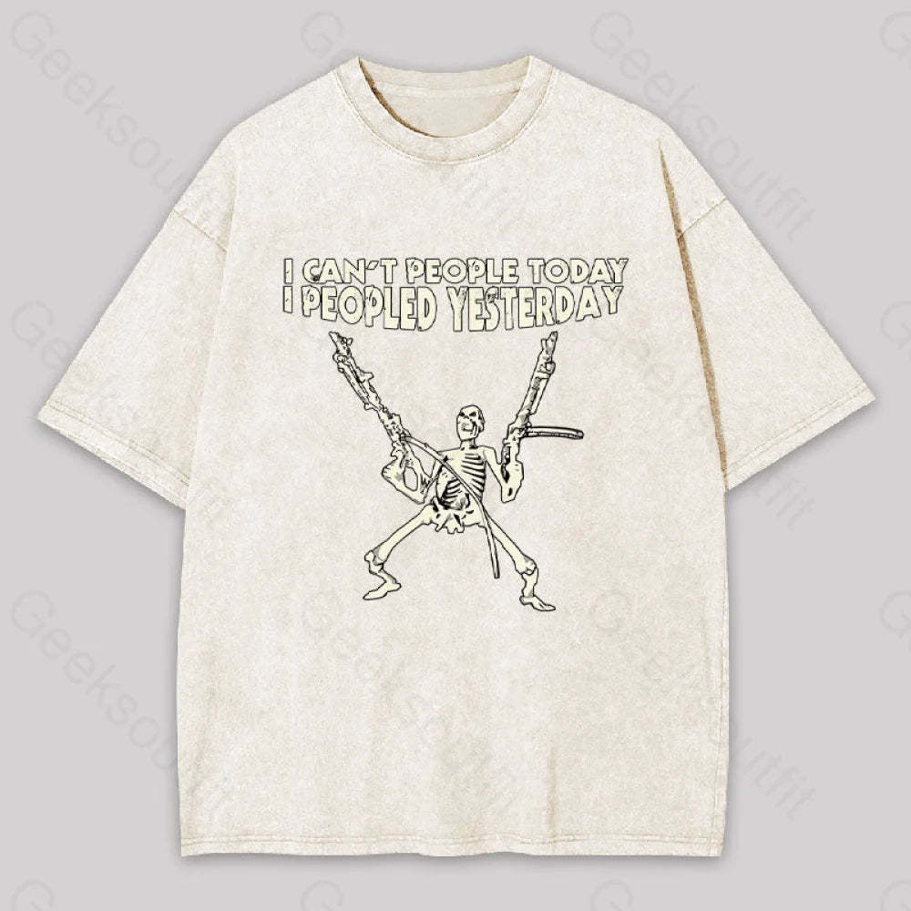 I Can?��t People Today.....geek Washed T-Shirt Apricot / S