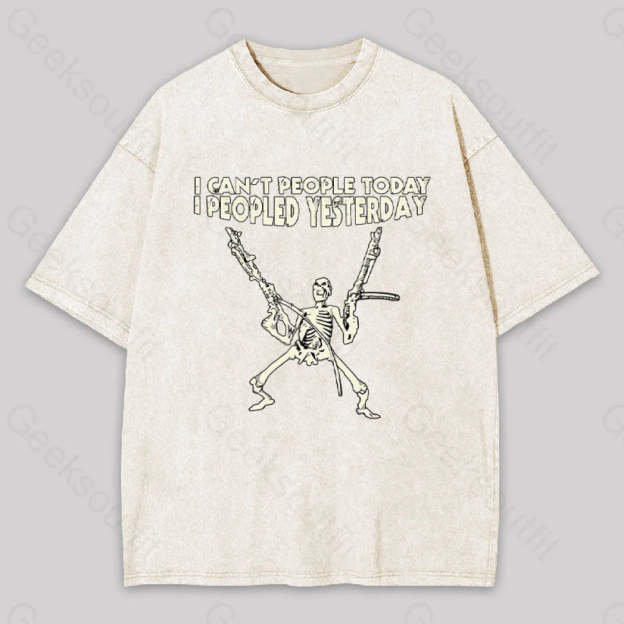 I Can?��t People Today.....geek Washed T-Shirt Apricot / S