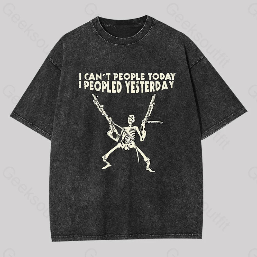 I Can?��t People Today.....geek Washed T-Shirt Black / S