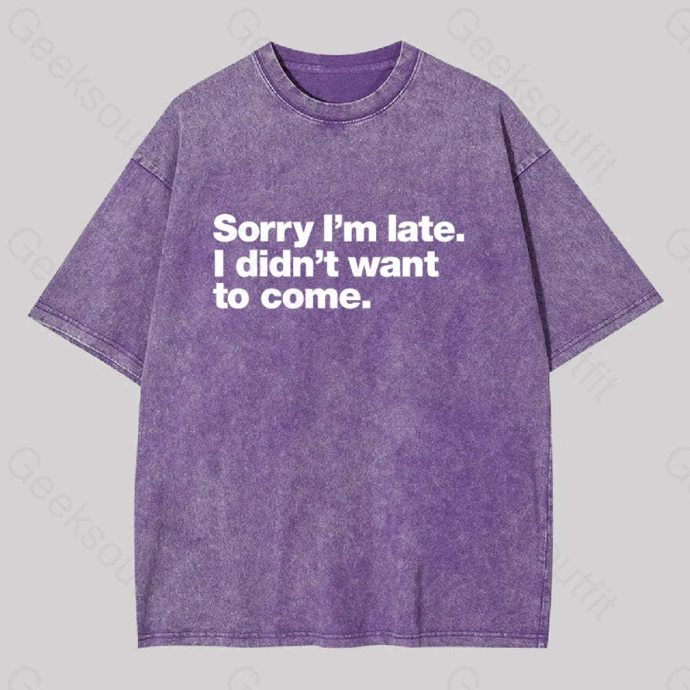 I Didn?��t Want To Come Washed T-Shirt Purple / S