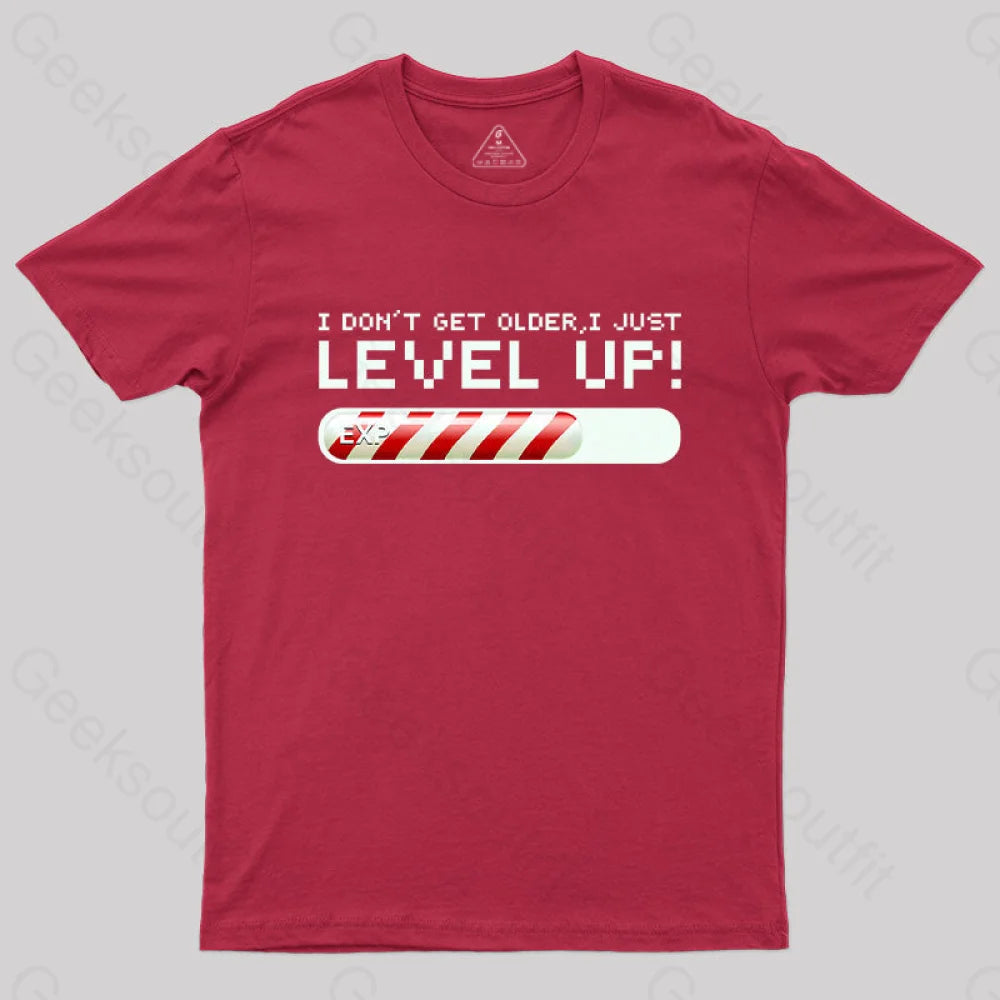 I Don’t Get Older Just Level Up! T-Shirt Red / S Yc