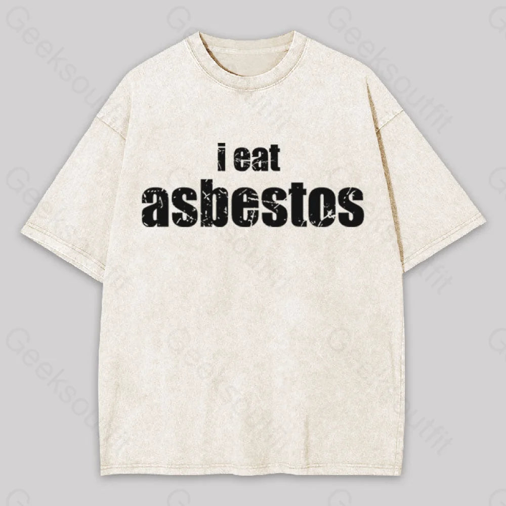 I Eat Asbestos Geek Washed T-Shirt Apricot / S