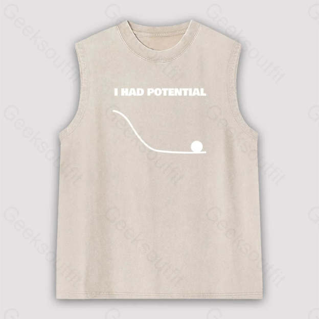 I Had Potential Unisex Washed Tank Apricot / S