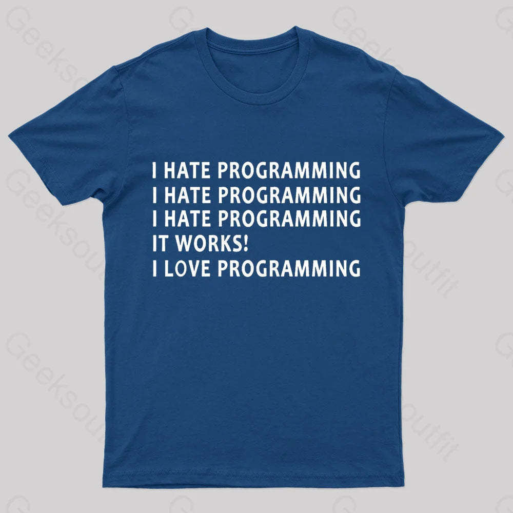 I Hate Programming Nerd T-Shirt Navy / S