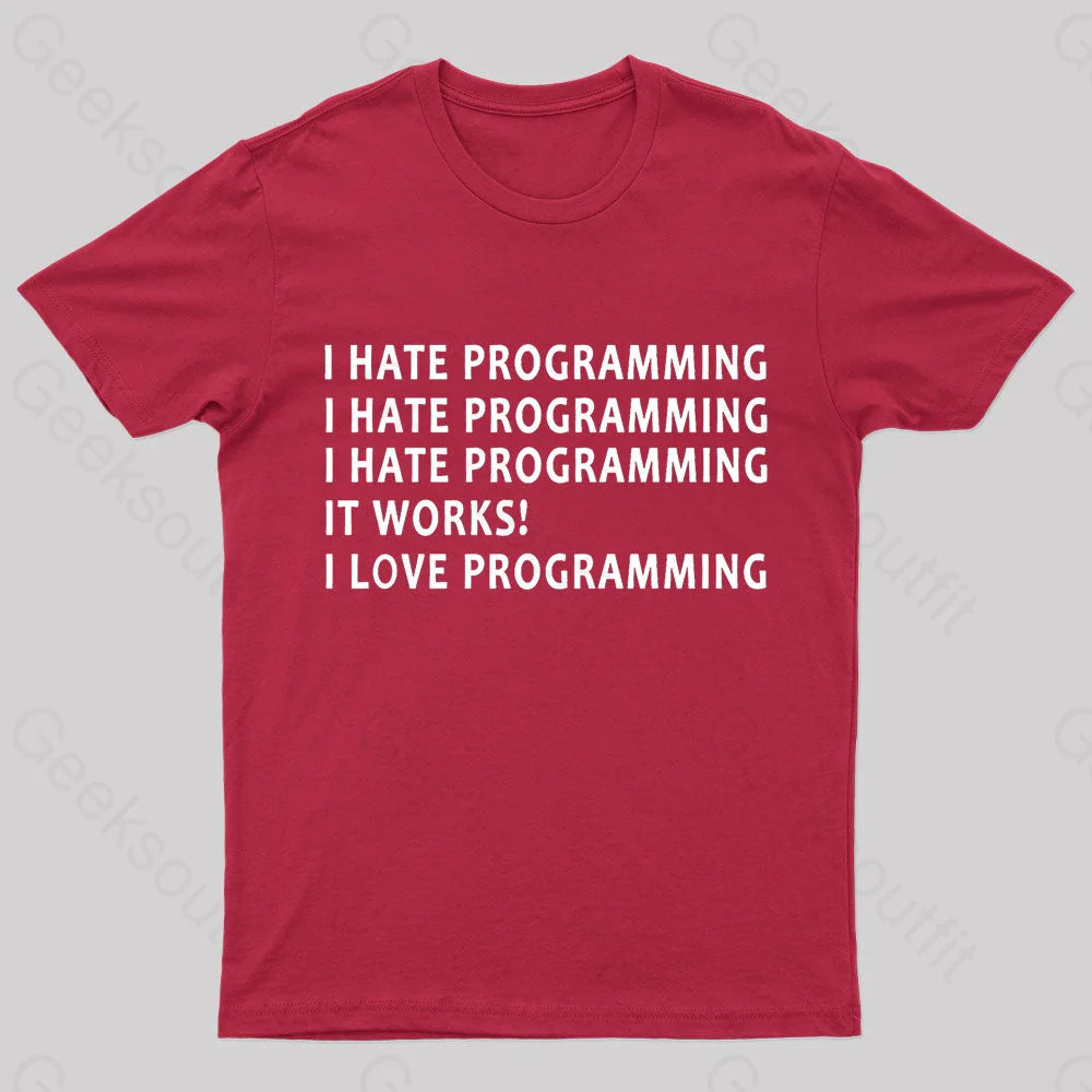 I Hate Programming Nerd T-Shirt Red / S