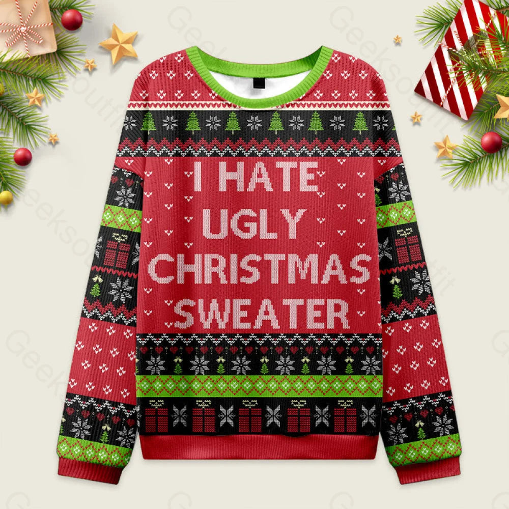 I Hate Ugly Christmas Sweater Men??s Style-S