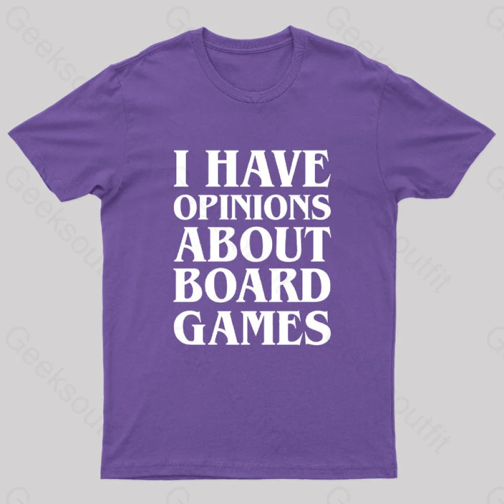 I Have Opinions About Board Games Geek T-Shirt Purple / S