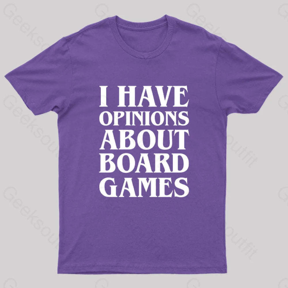 I Have Opinions About Board Games Geek T-Shirt Purple / S