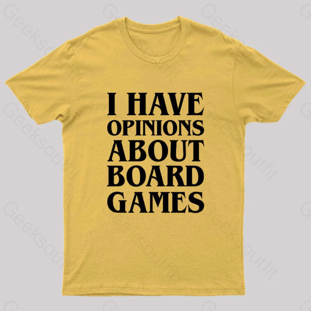 I Have Opinions About Board Games Geek T-Shirt Yellow / S
