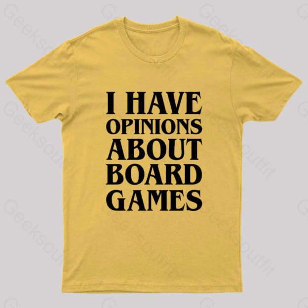 I Have Opinions About Board Games Geek T-Shirt Yellow / S