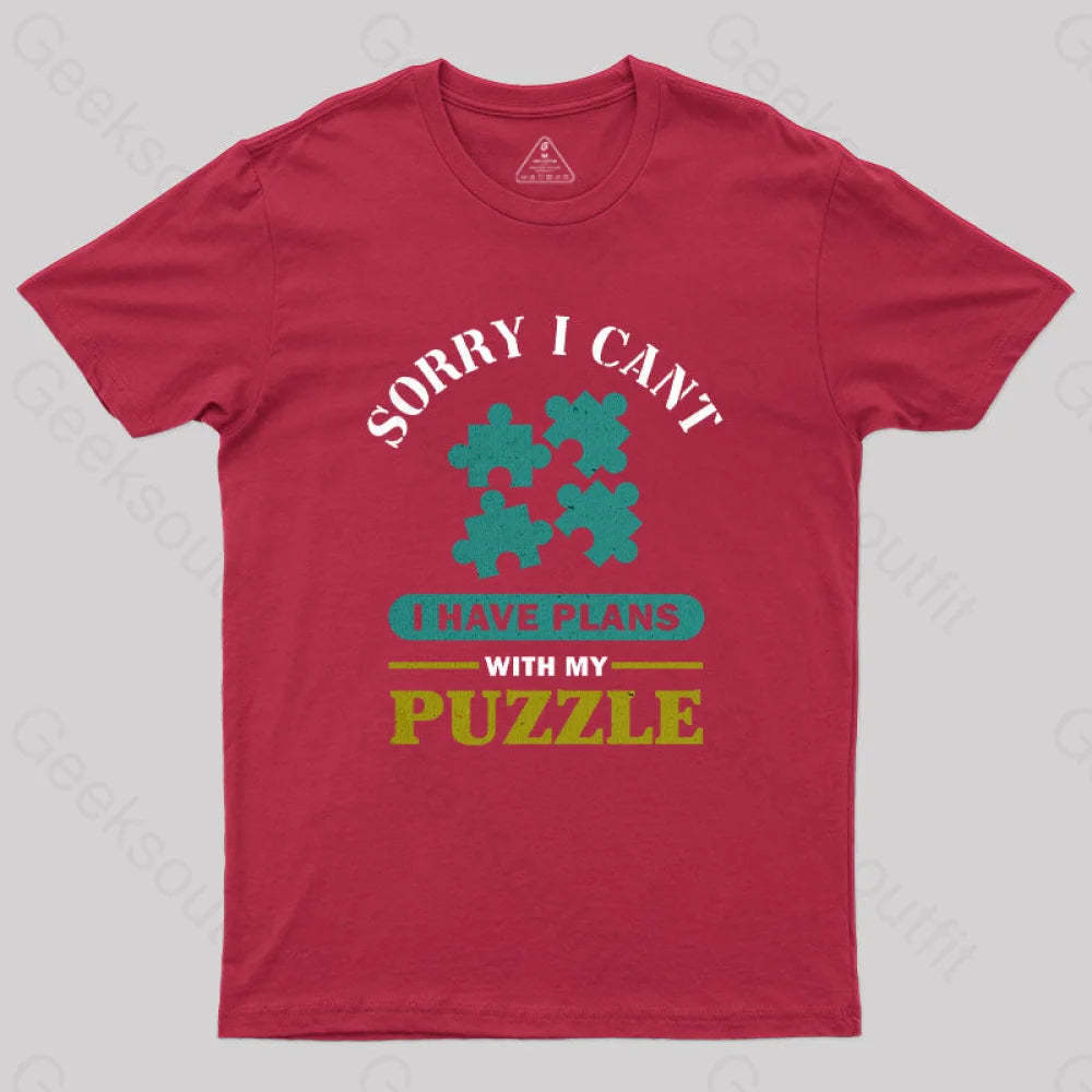 I Have Plans With My Puzzle T-Shirt Red / S Yc