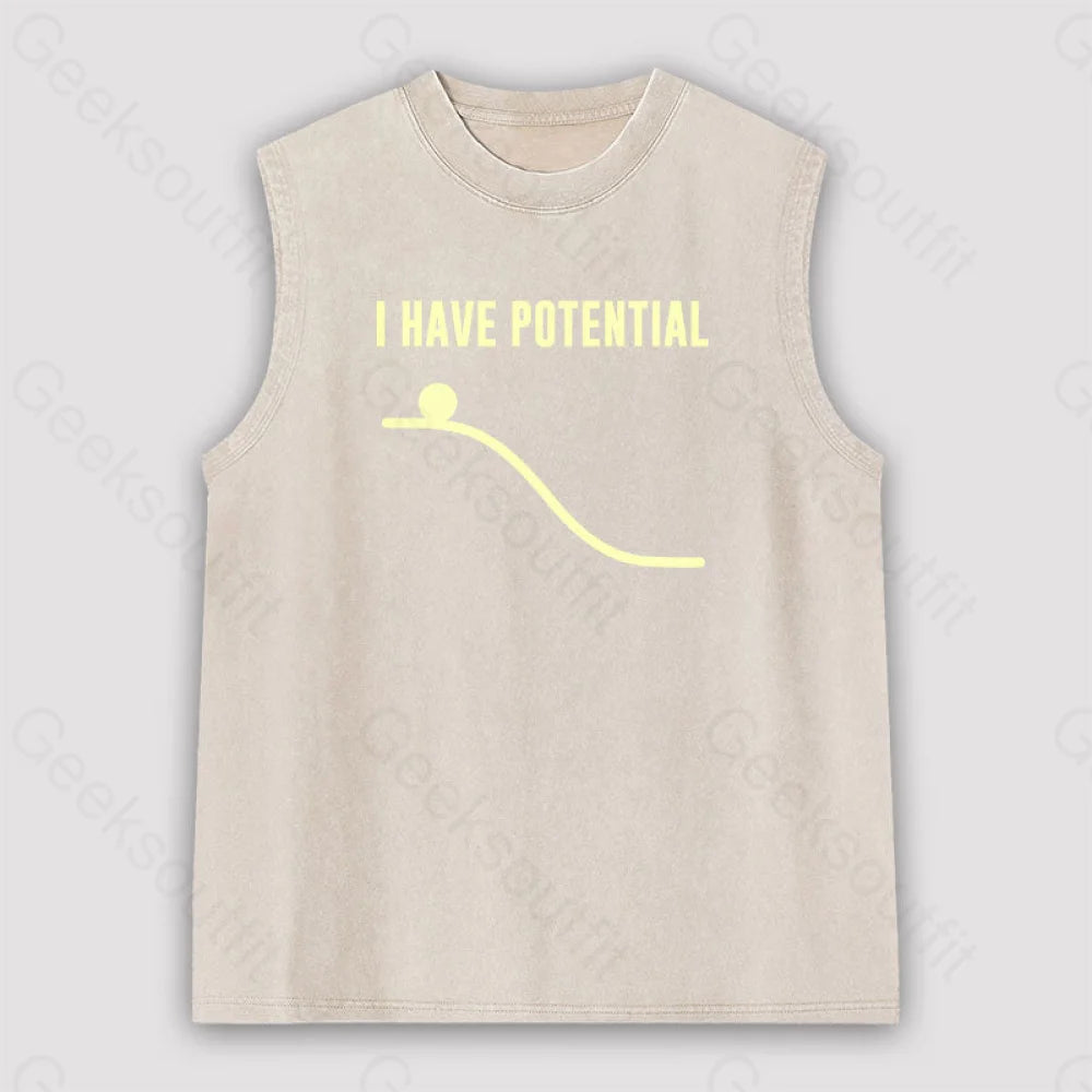 I Have Potential Energy Unisex Washed Tank Apricot / S
