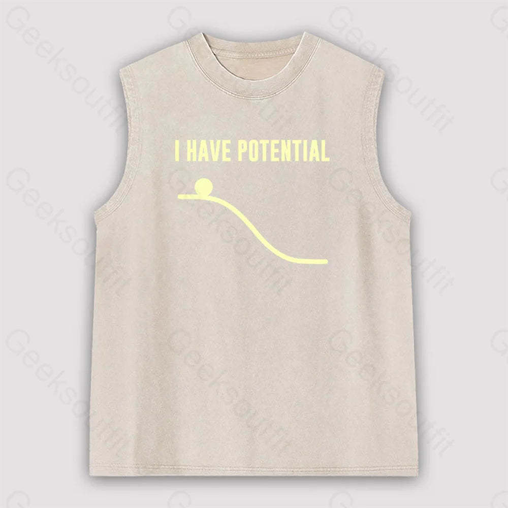 I Have Potential Energy Unisex Washed Tank Apricot / S
