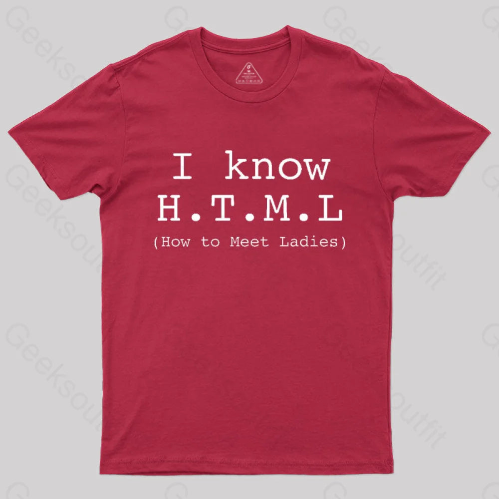 I Know Html T-Shirt Red / S
