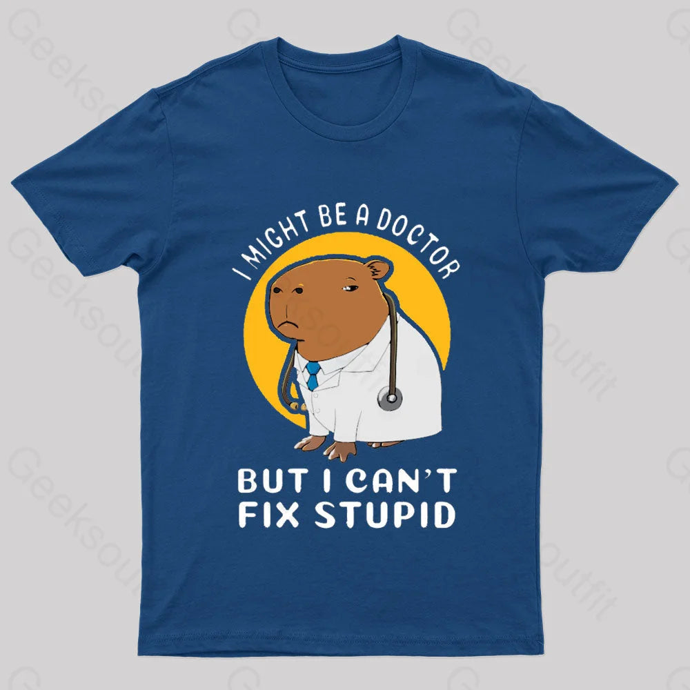 I Might Be A Doctor Geek T-Shirt Navy / S