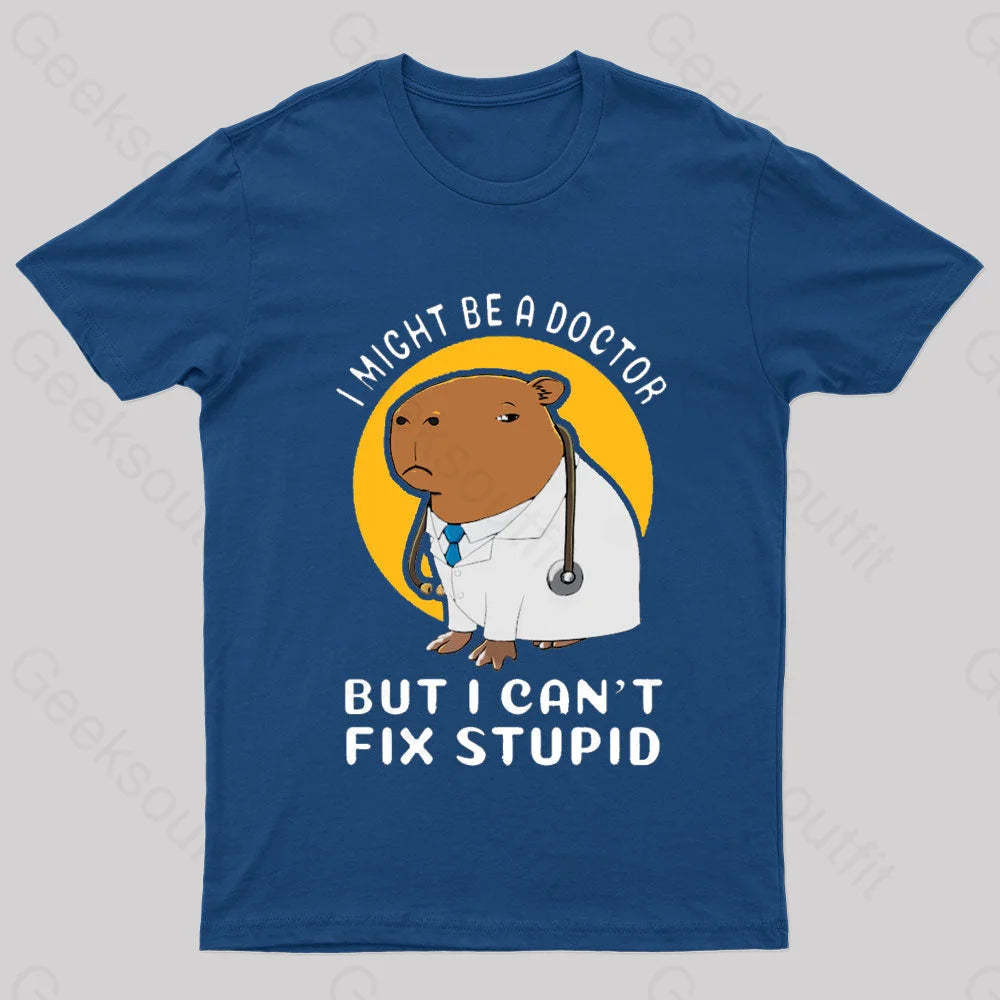I Might Be A Doctor Geek T-Shirt Navy / S