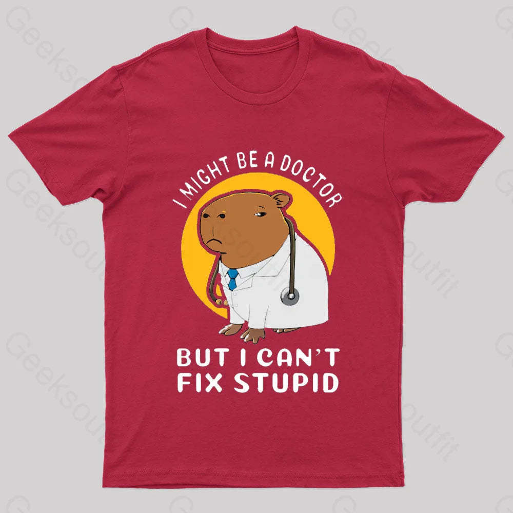 I Might Be A Doctor Geek T-Shirt Red / S