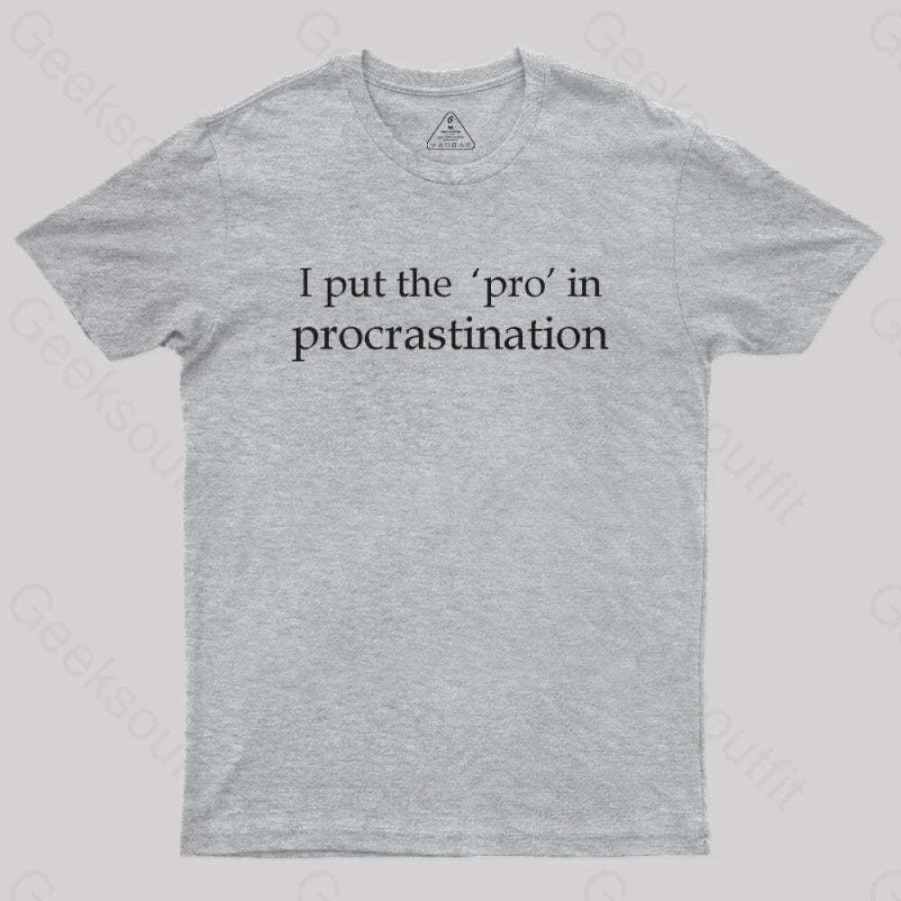 I Put The Pro In Procrastination Nerd T-Shirt Grey / S