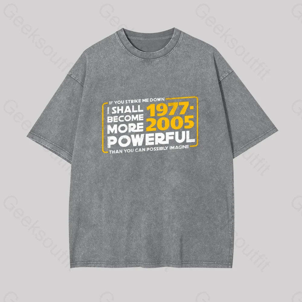 I Shall Become More Powerful Geek Washed T-Shirt Grey / S