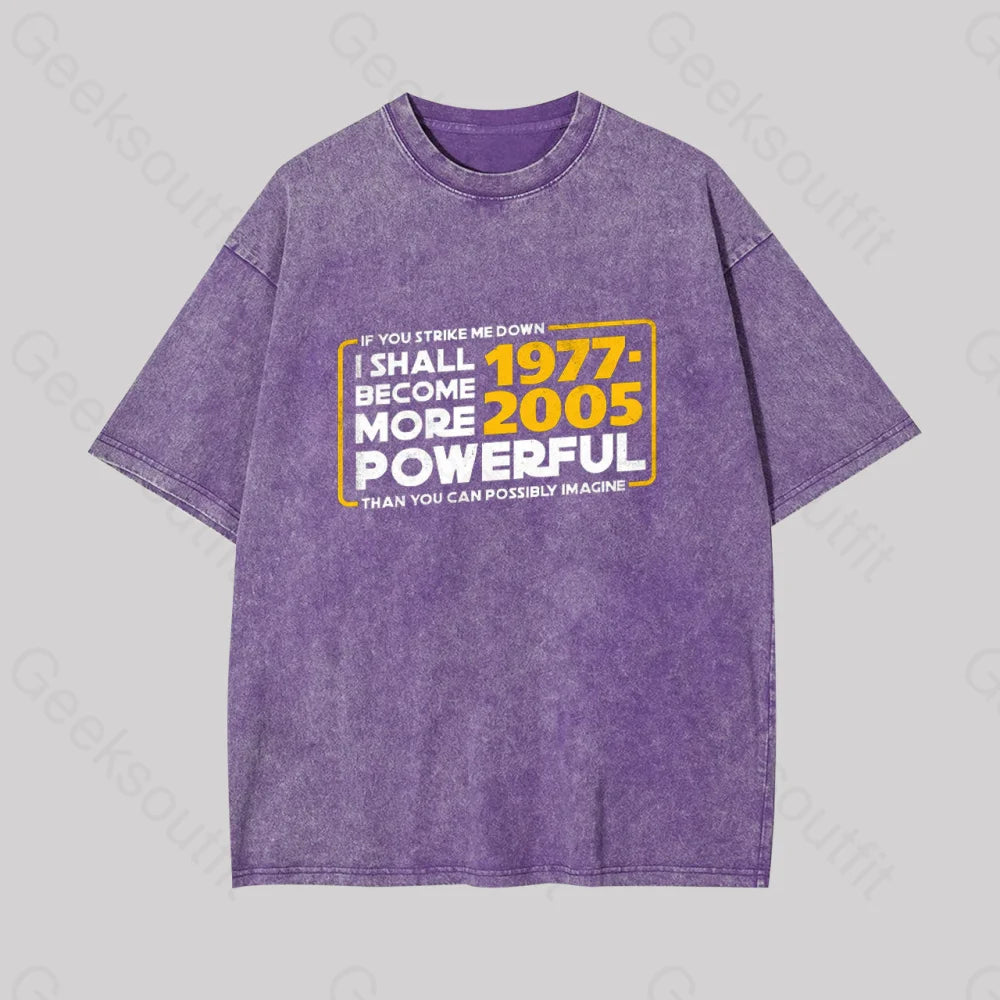 I Shall Become More Powerful Geek Washed T-Shirt Purple / S
