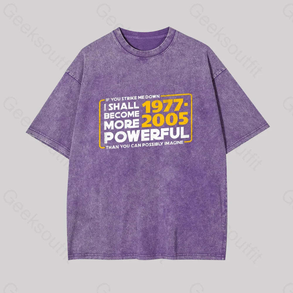 I Shall Become More Powerful Geek Washed T-Shirt Purple / S