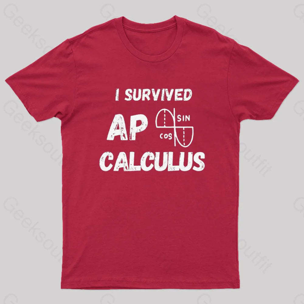 I Survived Ap Calculus Ap Calc Exam Nerd T-Shirt Red / S