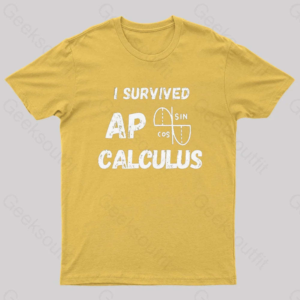 I Survived Ap Calculus Ap Calc Exam Nerd T-Shirt Yellow / S