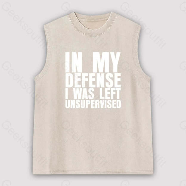 I Was Left Unsupervised Unisex Washed Tank Apricot / S