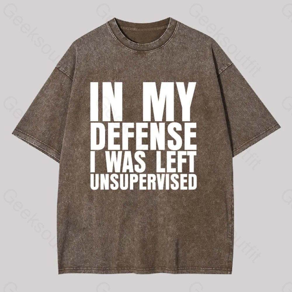 I Was Left Unsupervised Washed T-Shirt Coffee / S