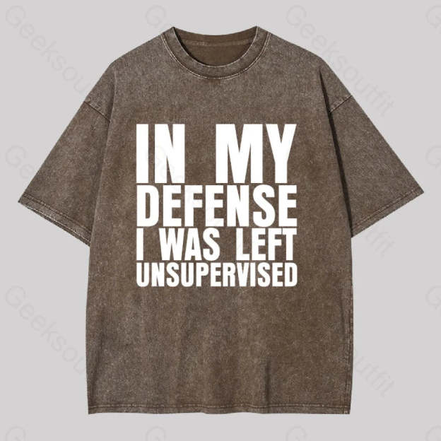 I Was Left Unsupervised Washed T-Shirt Coffee / S