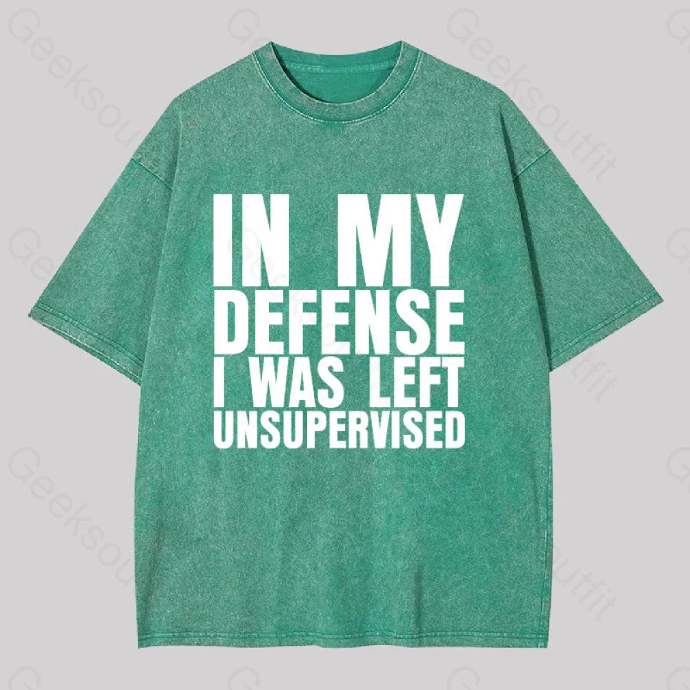 I Was Left Unsupervised Washed T-Shirt Grass Green / S