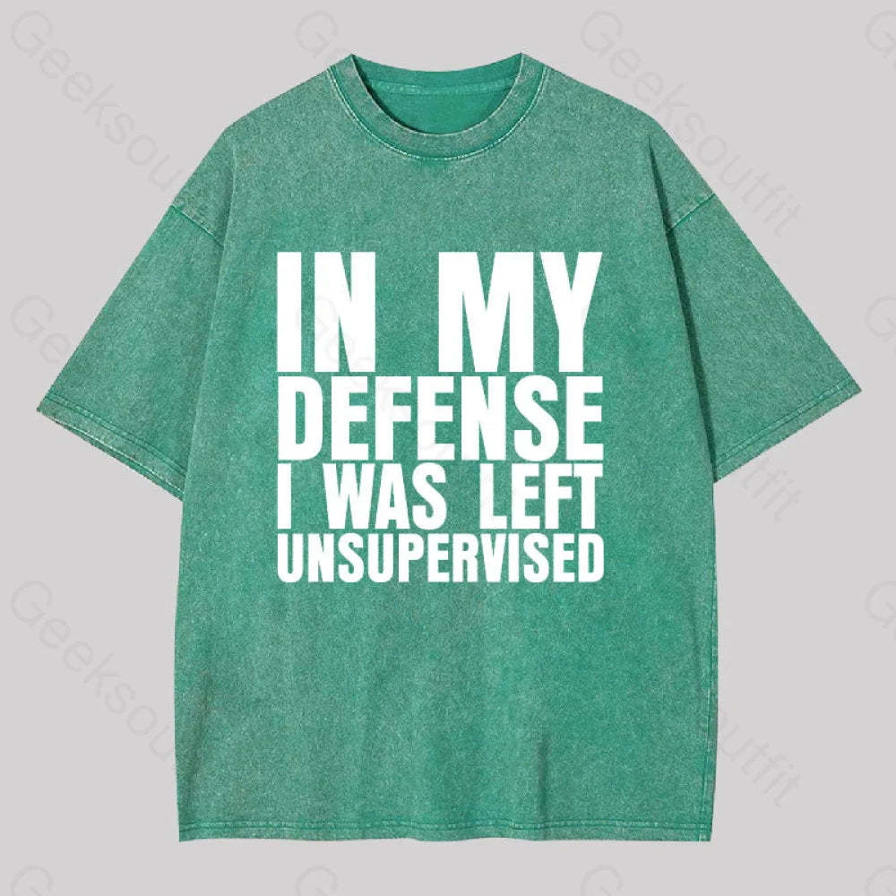 I Was Left Unsupervised Washed T-Shirt Grass Green / S