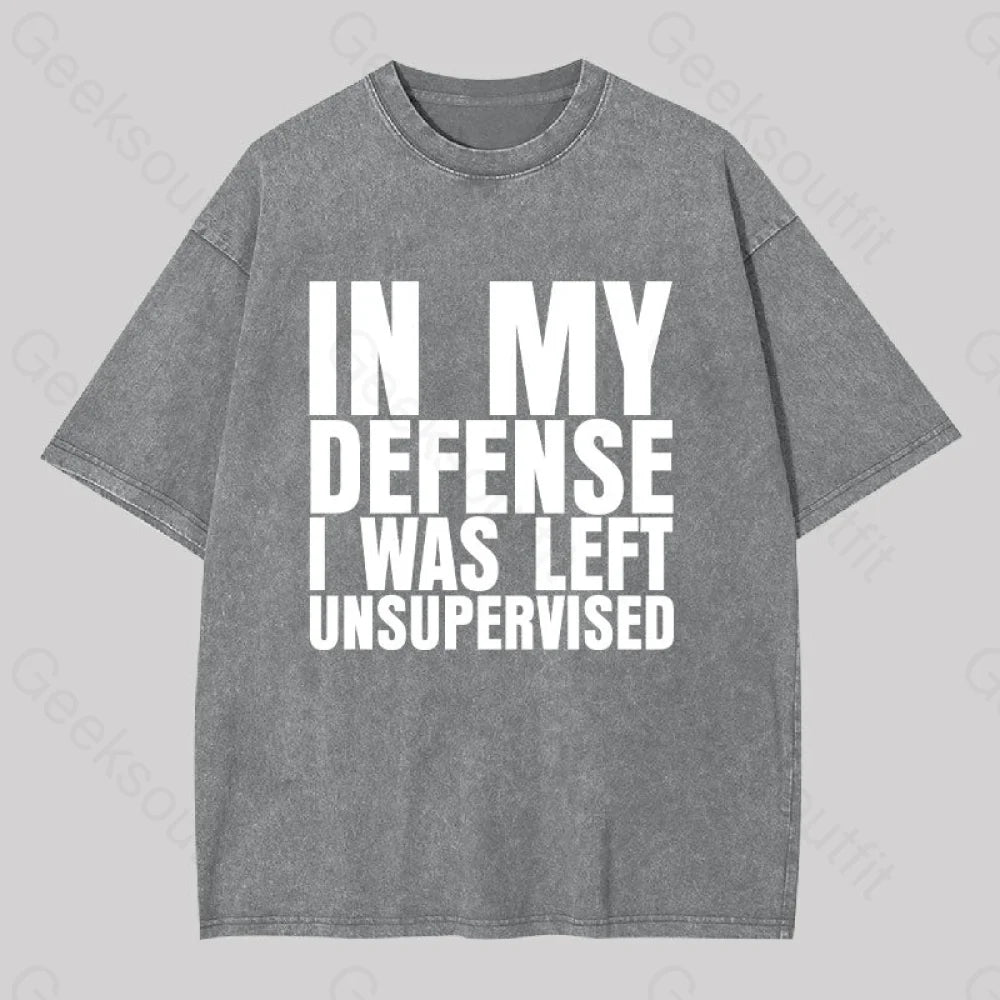 I Was Left Unsupervised Washed T-Shirt Grey / S