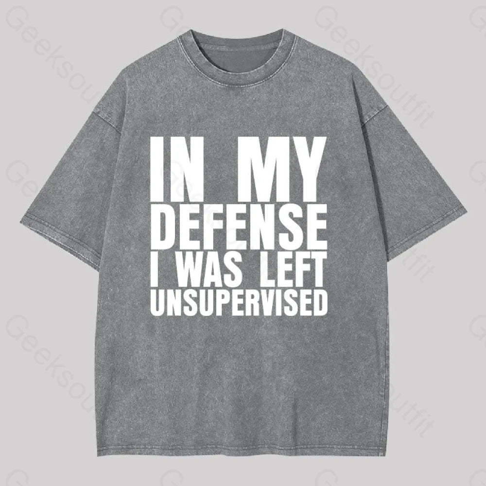 I Was Left Unsupervised Washed T-Shirt Grey / S