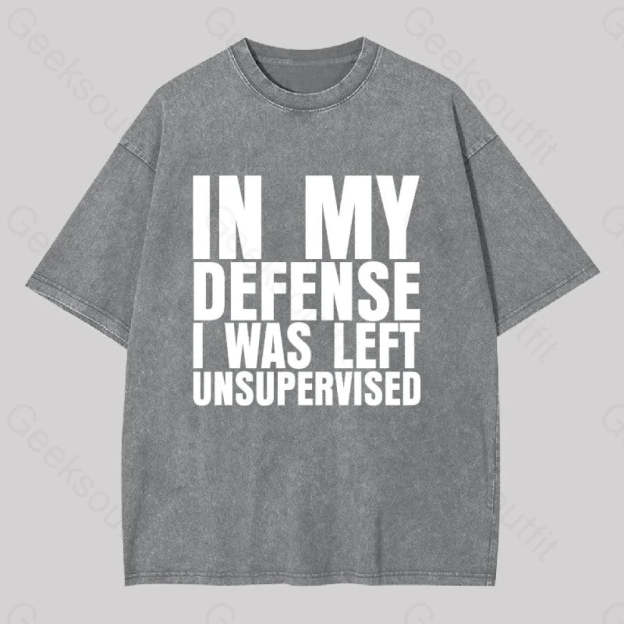 I Was Left Unsupervised Washed T-Shirt Grey / S
