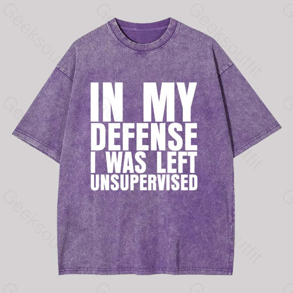 I Was Left Unsupervised Washed T-Shirt Purple / S