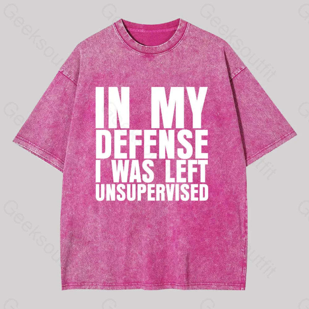 I Was Left Unsupervised Washed T-Shirt Rose Red / S