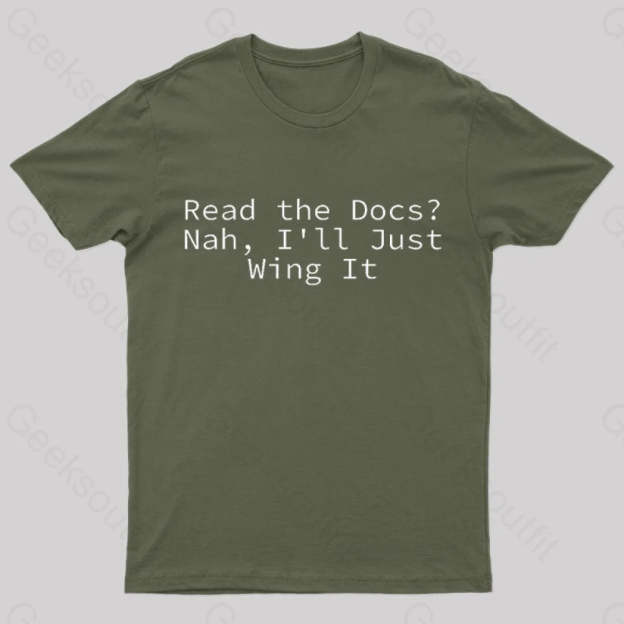 I Will Just Wing It Nerd T-Shirt Army Green / S