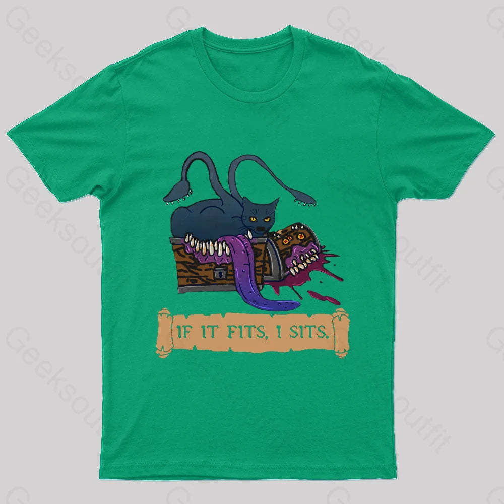 If It Fits I Sits Nerd T-Shirt Green / S