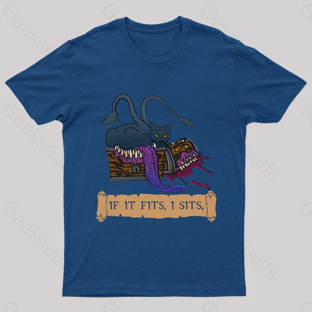 If It Fits I Sits Nerd T-Shirt Navy / S