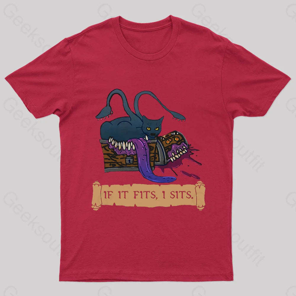 If It Fits I Sits Nerd T-Shirt Red / S