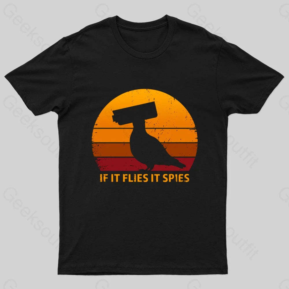 If It Flies Spies Geek T-Shirt Black / S