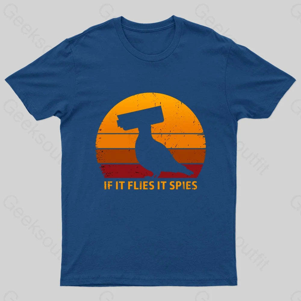 If It Flies Spies Geek T-Shirt Navy / S
