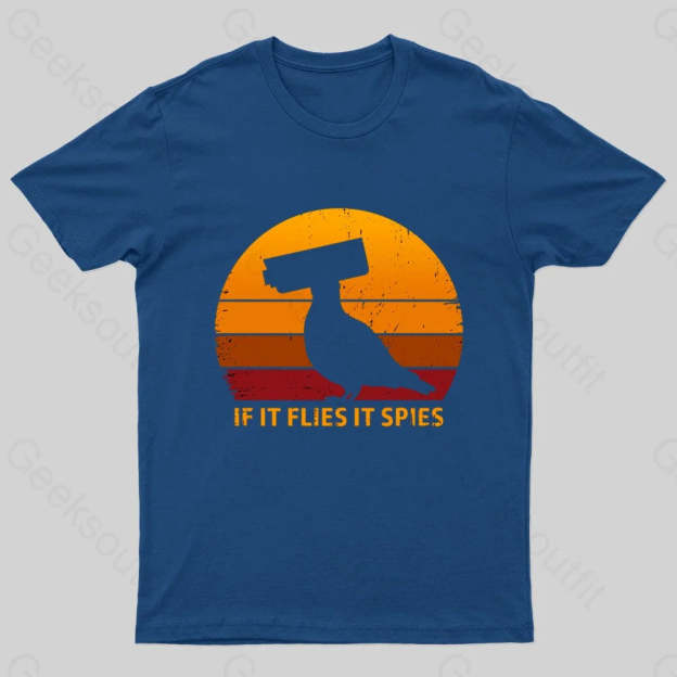 If It Flies Spies Geek T-Shirt Navy / S