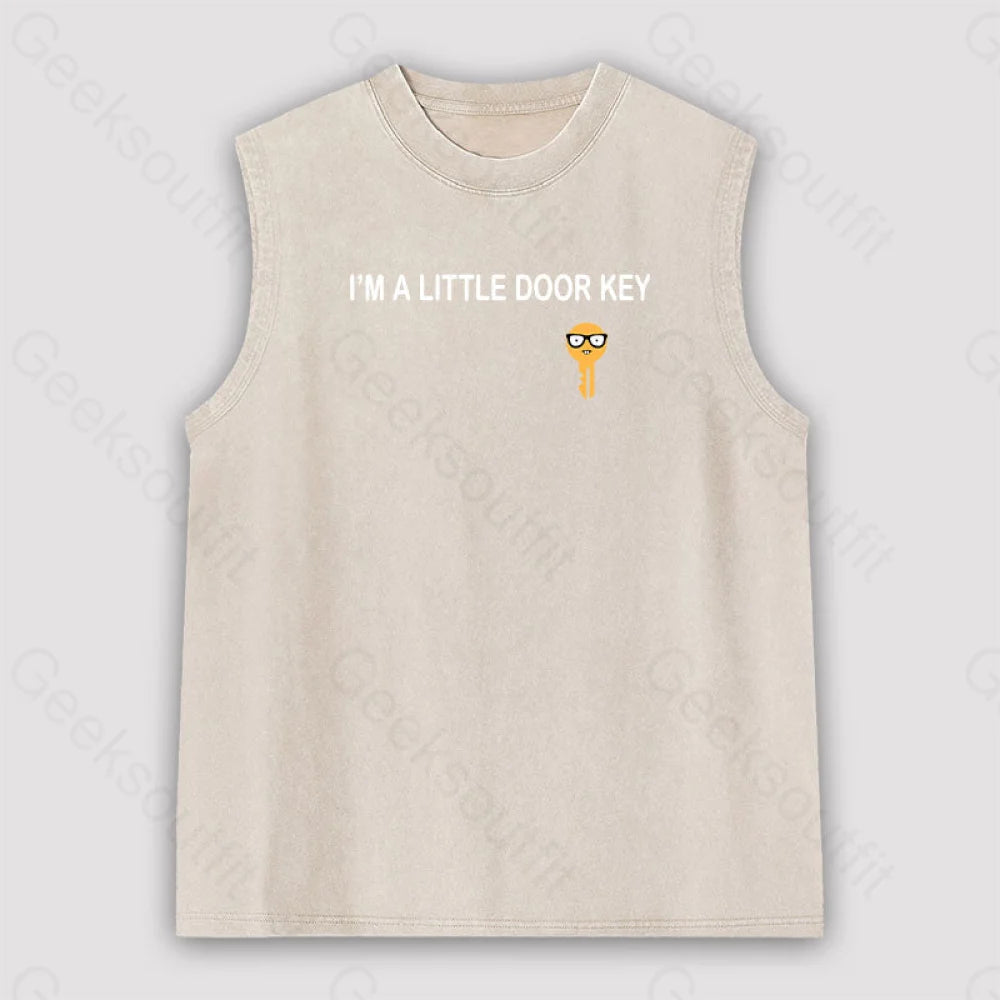 I’m A Little Door Key Unisex Washed Tank Apricot / S