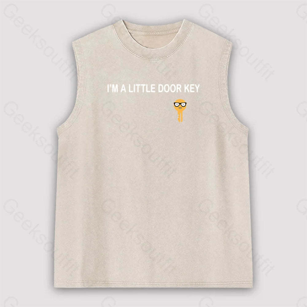 I’m A Little Door Key Unisex Washed Tank Apricot / S